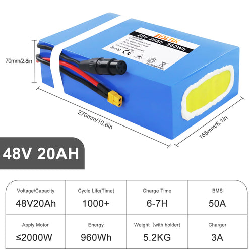 48V 20AH Lithium Battery Pack Waterproof PVC G5703
