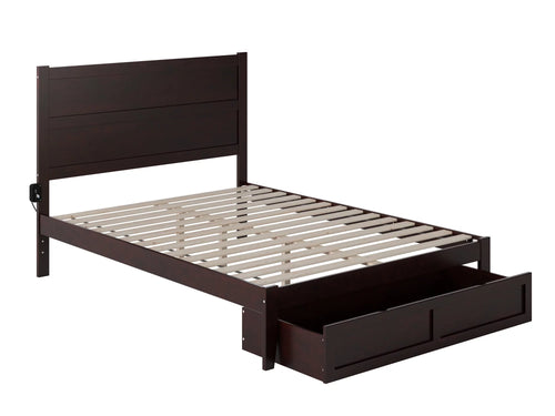 14" Queen Wood Platform Bed Frame with Foot Drawer Storage J5087