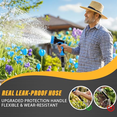 100ft Metal Stainless Steel Garden Hose with 10-Function Nozzle P863