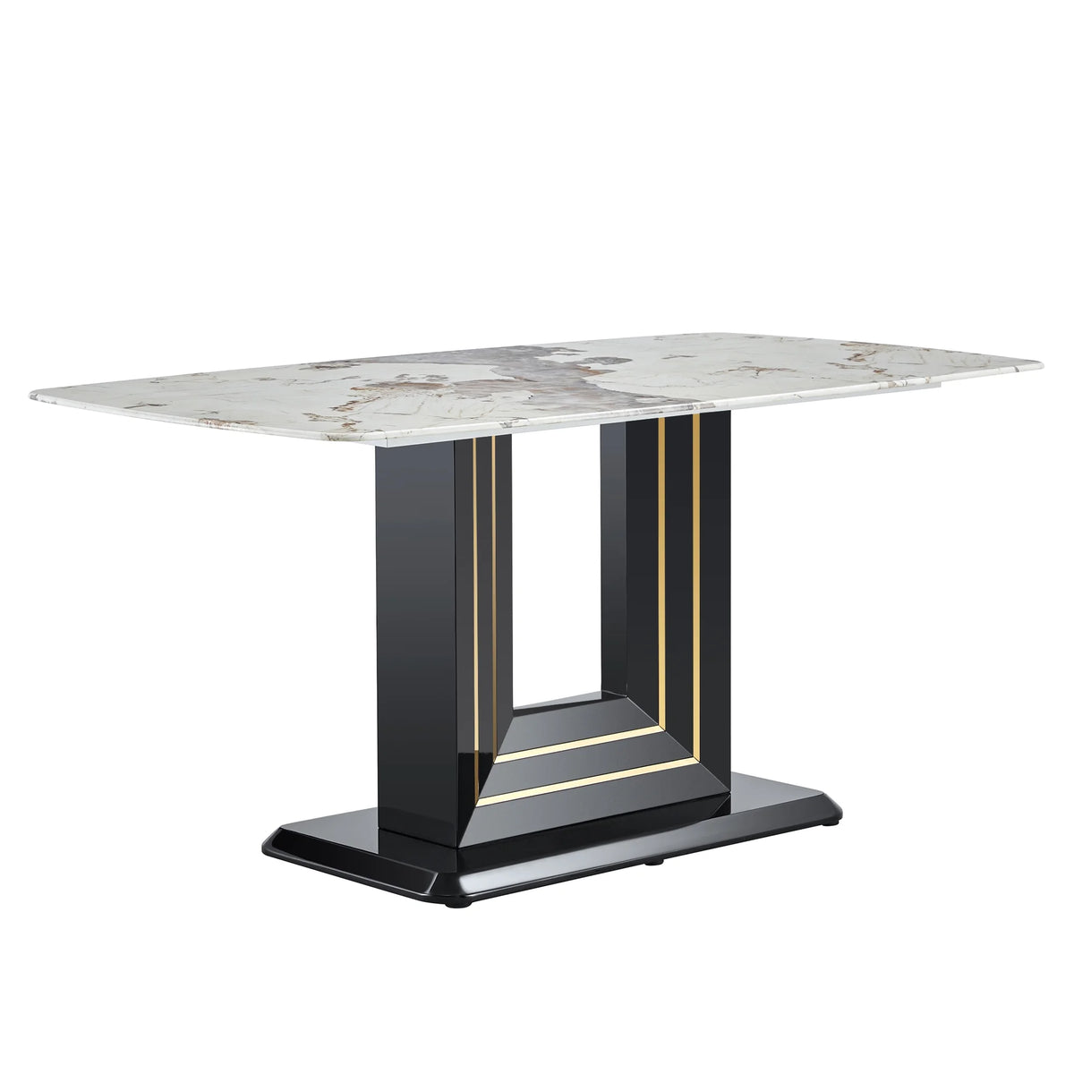 Glass Dining Table with U-Shaped MDF Base J8424