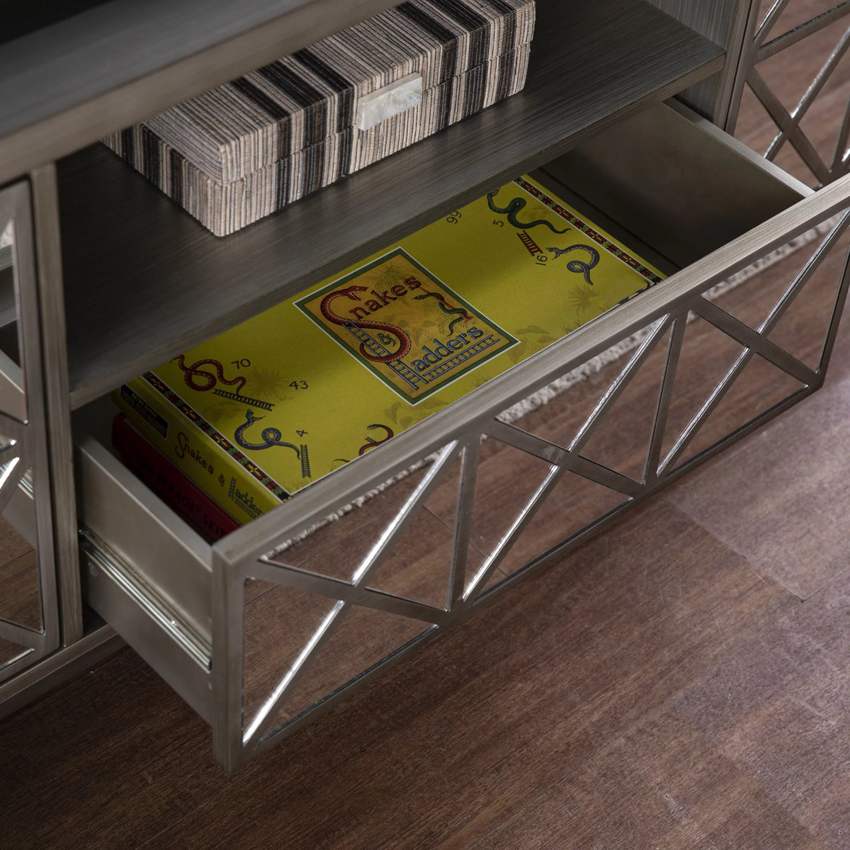 Wood TV-Media Stand for TVs up to 51" in Silver S723