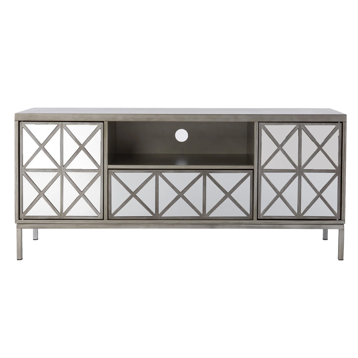 Wood TV-Media Stand for TVs up to 51" in Silver S723