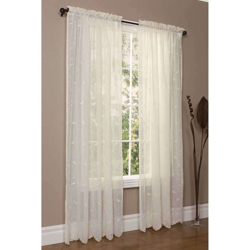 Cream Tailored Sheer Window Panel 54x63" V339736