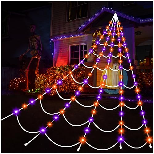 Purple & Orange Spiderweb Lights with 8 Lighting Modes X275180