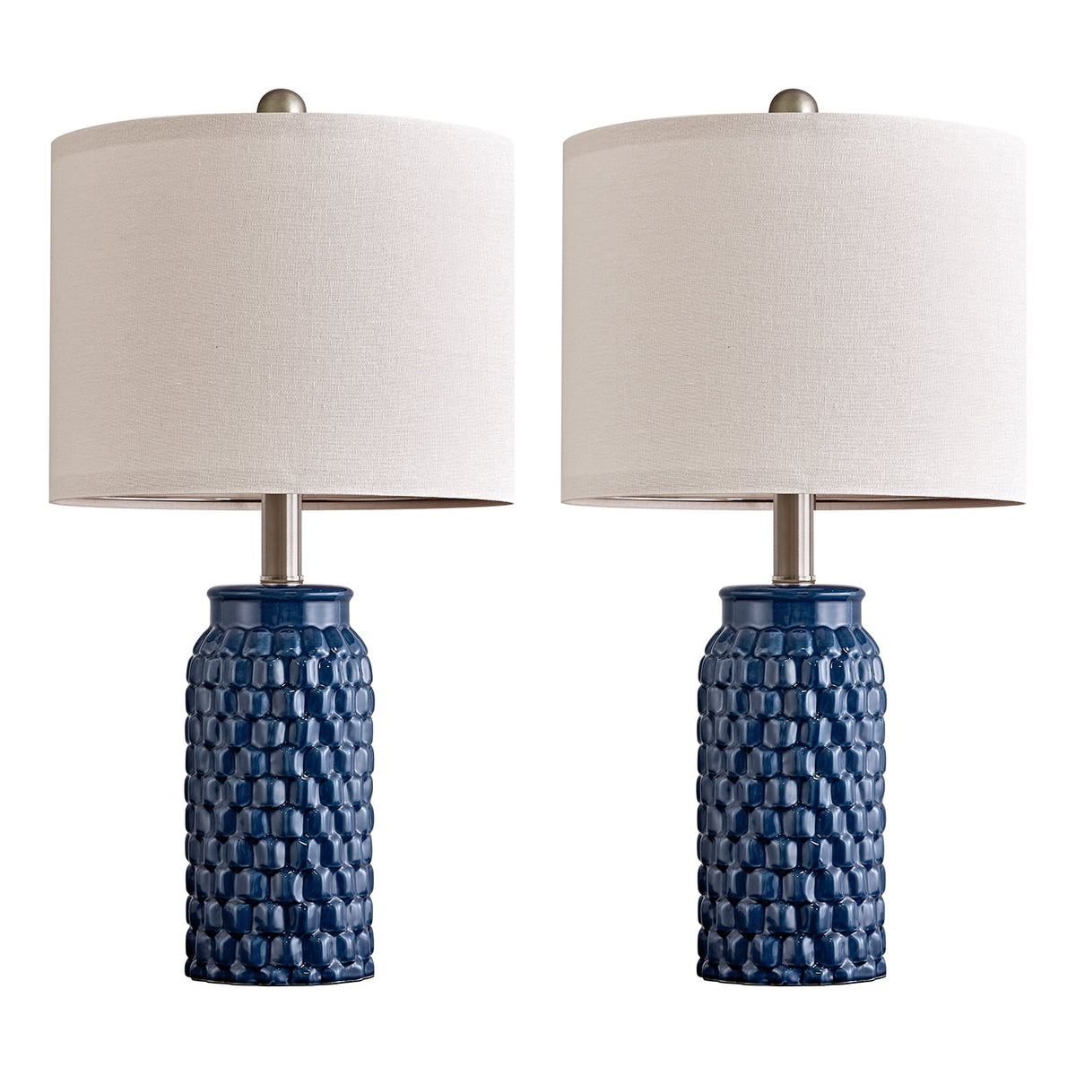 Modern Table Lamp Set of 2 Dark Blue Ceramic I5476