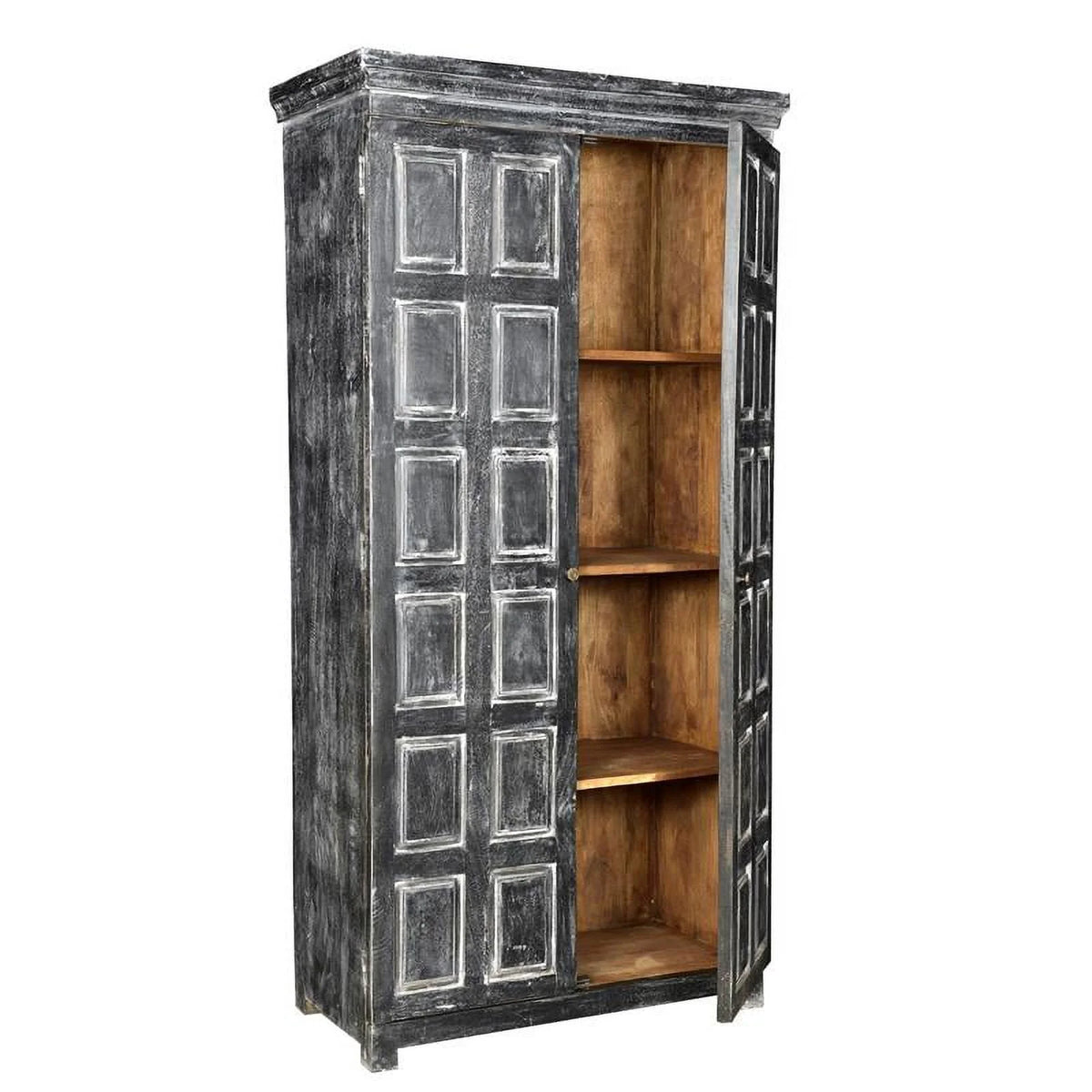 Solid Wood 2 Door Cabinet Distressed Gray V608952