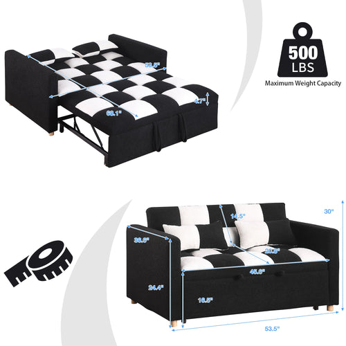 45 x 68 Small Convertible Loveseat Sleeper Sofa Bed with 2 Pillows B81146