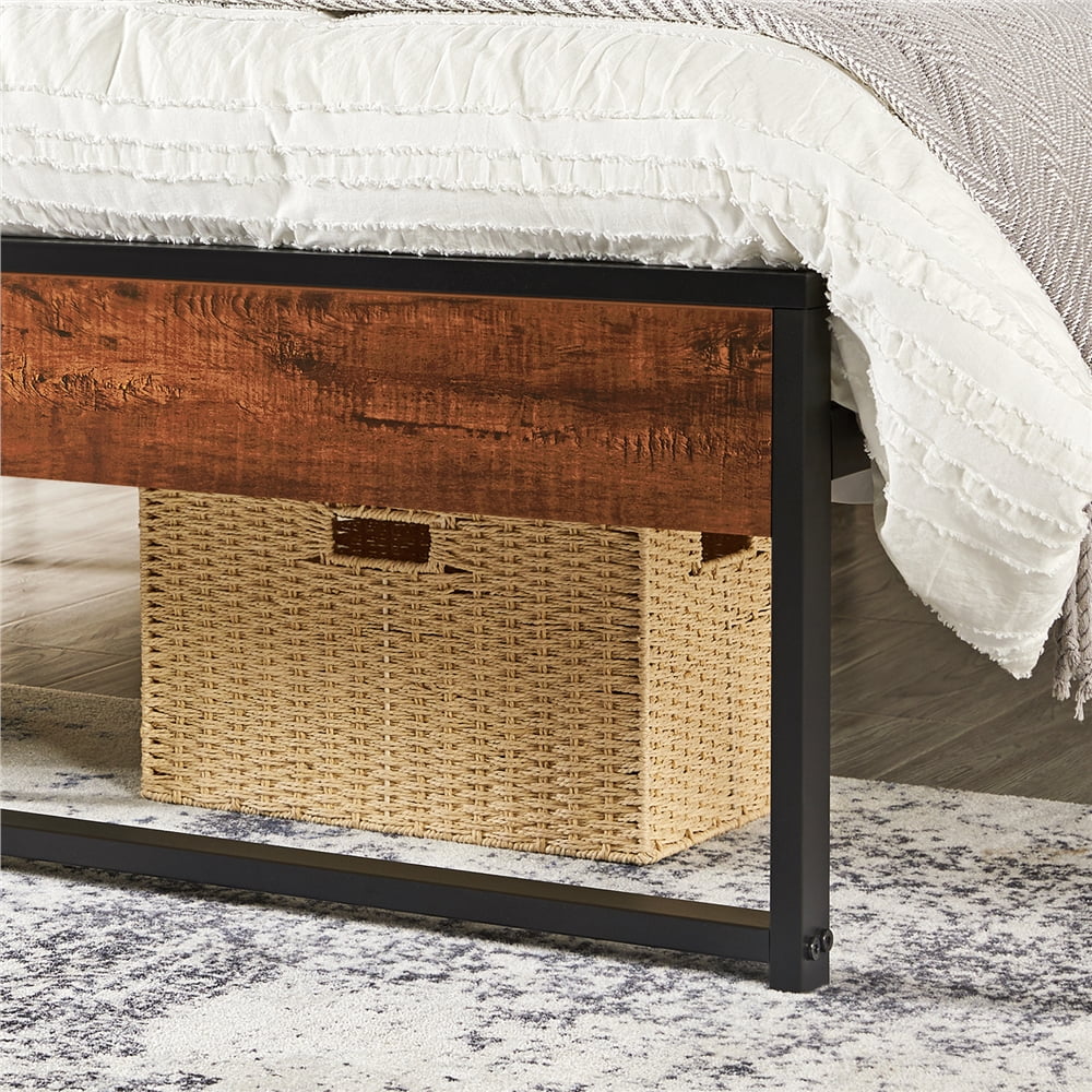 Twin Metal Bed Frame with Wood Headboard & Footboard F22375