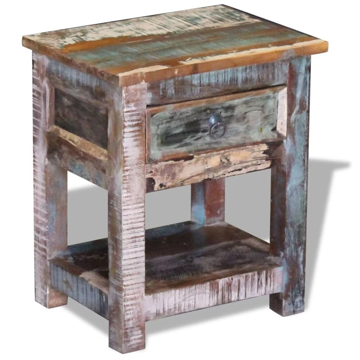 Side Table with 1 Drawer Solid Reclaimed Wood C576