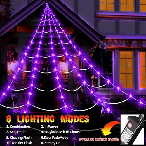 250LED 23x18 FT Lighted Black Spider Web with Purple Lights D465