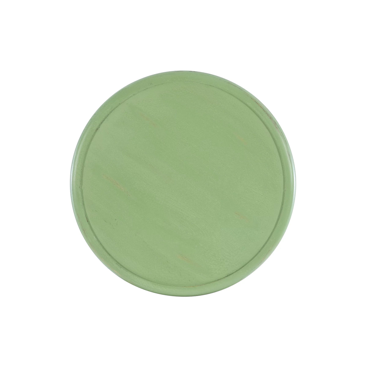Green Carved Wood Round End Table F46855