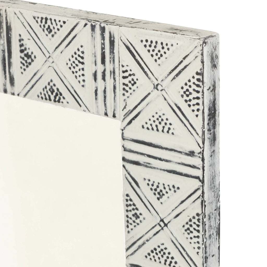 Distressed Metal Wall Mirror with Embossed Frame N360