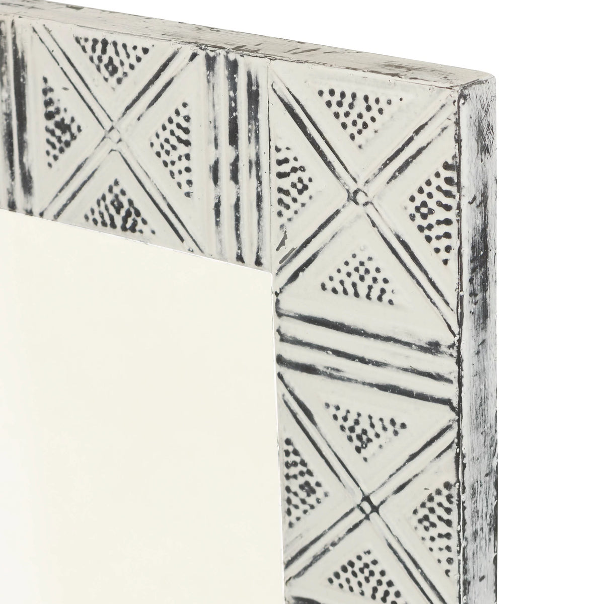 Distressed Metal Wall Mirror with Embossed Frame N360