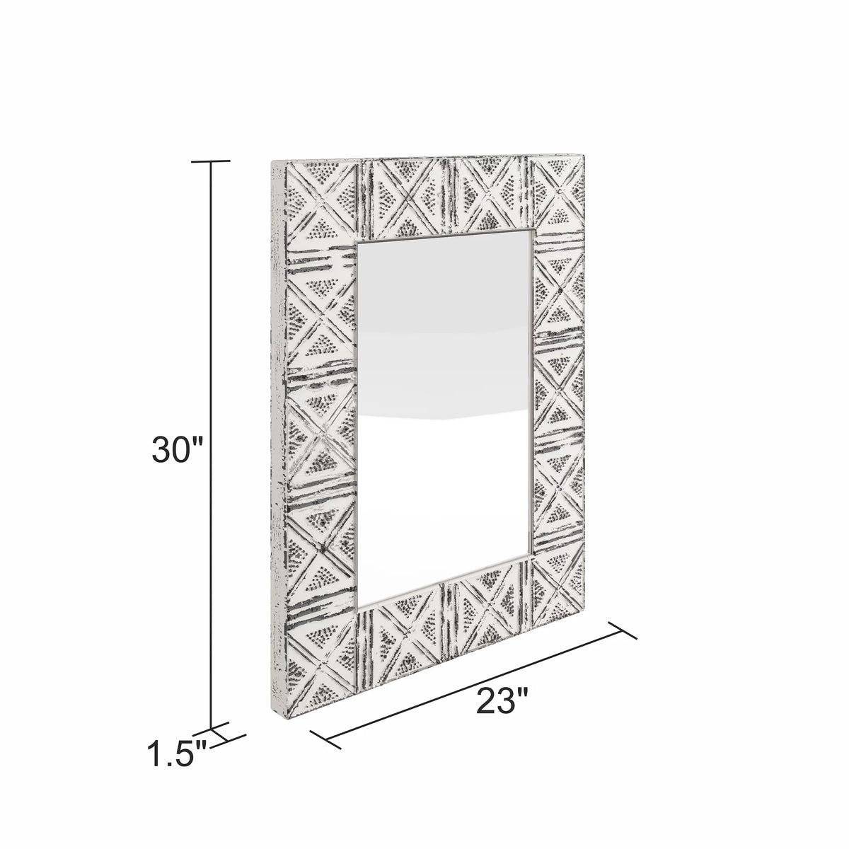Distressed Metal Wall Mirror with Embossed Frame N360