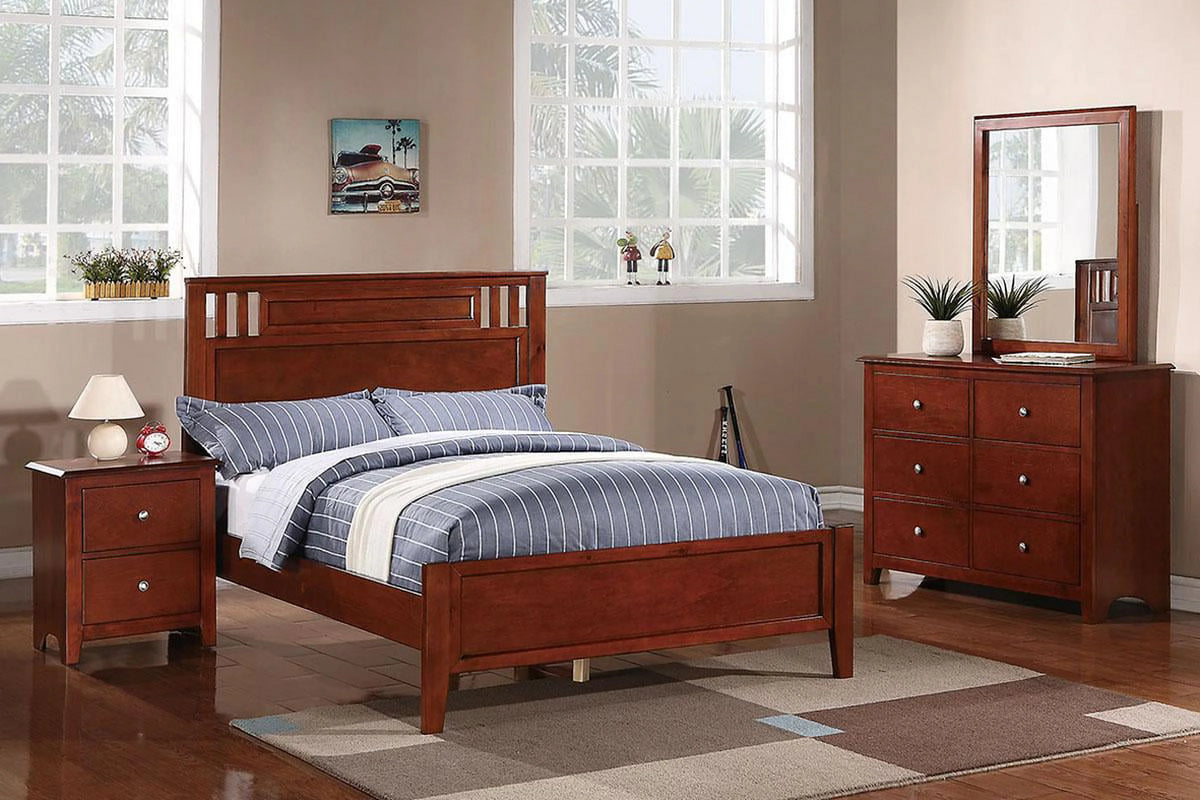 Cherry Color Wooden 2 Drawers Nightstand X142