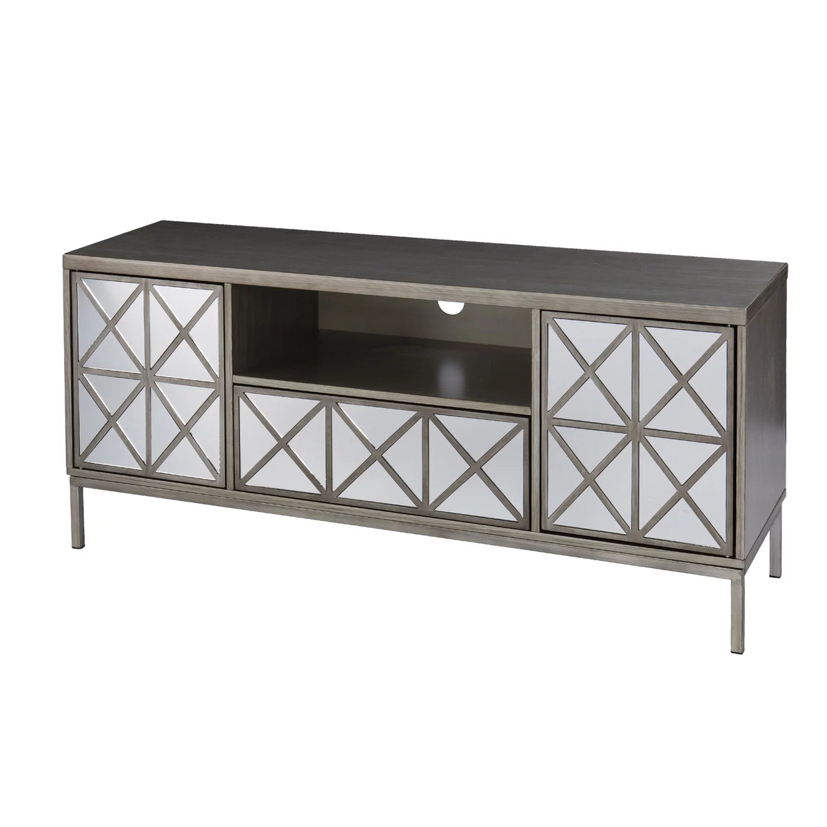 Wood TV-Media Stand for TVs up to 51" in Silver S723