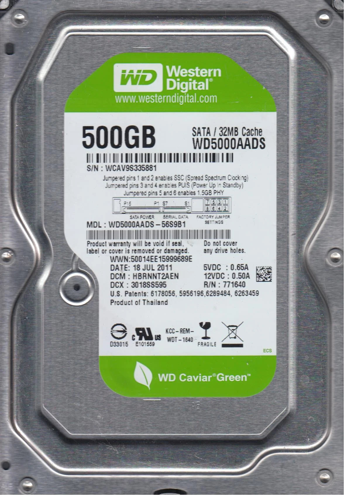 500GB SATA 3.5 Hard Drive Y7055